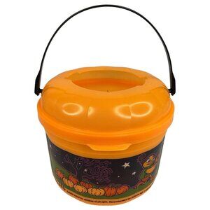 VTG1999 McDonalds Halloween Pumpkin Pail With Lid Handle Trick Or Treat Bucket